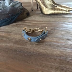 💎2 for $15💎Grey/Blue Leather and Gold Chain Cuff